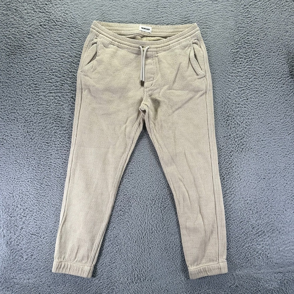 Taylor Stitch The Après Pant Mens M Beige Cotton Jogger Tapered Leg Waffle Knit